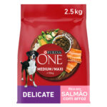 Ração para Cão Adulto Médio e Maxi Delicate Salmão e Arroz Purina One emb. 2,5 kg