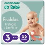 Fraldas Proteção e Conforto 4-10kg T3 Continente do Bebé emb. 56 un