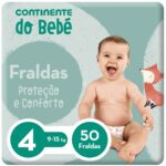 Fraldas Proteção e Conforto 9-15kg T4 Continente do Bebé emb. 50 un