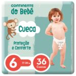 Fraldas Cueca Proteção e Conforto 17-28kg T6 Continente do Bebé emb. 36 un